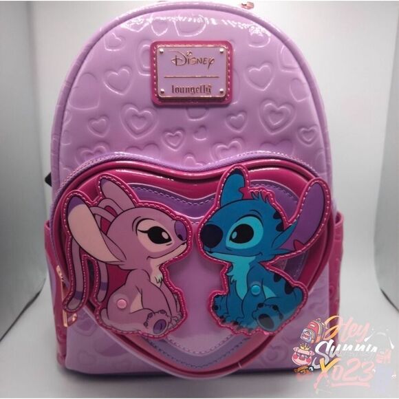 Loungefly Disney Lilo & Stitch Angel & Stitch Heart Moving Mini Backpack